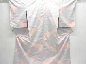 未使用品　仕立て上がり　裂取り模様織り出し手織り紬着物